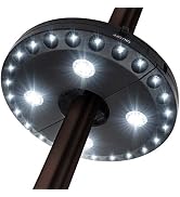 Patio Umbrella Light 3 Lighting Modes Cordless 28 LED Lights at 200 lux- 4 x AA Battery Operated ...