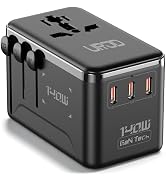 URJD 140W Max GaN Universal Travel Adapter, 3 USB C 1 USB A & 2500W AC Outlet, International Powe...