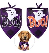 2 Pack Halloween Dog Bandanas- Halloween Boo Pet Bandanas, Purple Cute Ghost Cat Dog Scarves Scar...