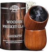 Coralago Wooden Bourbon Glasses Set of 2 - Charred Whiskey Cup Handcrafted Wooden Whiskey Gift fo...