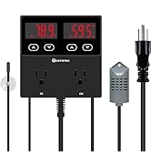 KETOTEK Digital Temperature and Humidity Controller Outlet, Reptile Thermostat Plug Dual Stage Pr...
