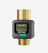 RESTMO Water Flow Meter with Brass Inlet & Outlet, Measure Gallon/Liter Consumption and Flow Rate...