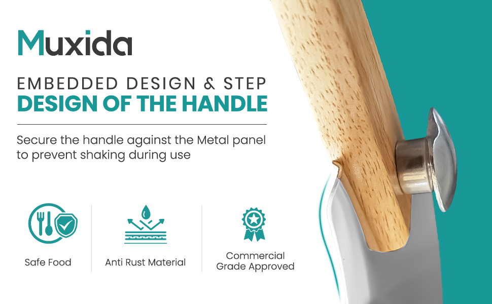 muxida safefood anti rust material approved pizza peel and rocker cutter set with bag and foldable