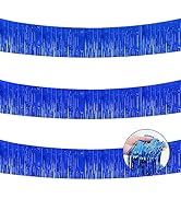 BEISHIDA 3 Packs Metallic Foil Fringe Garland Blue Wall Hanging Tinsel Fringe Banners for Valenti...