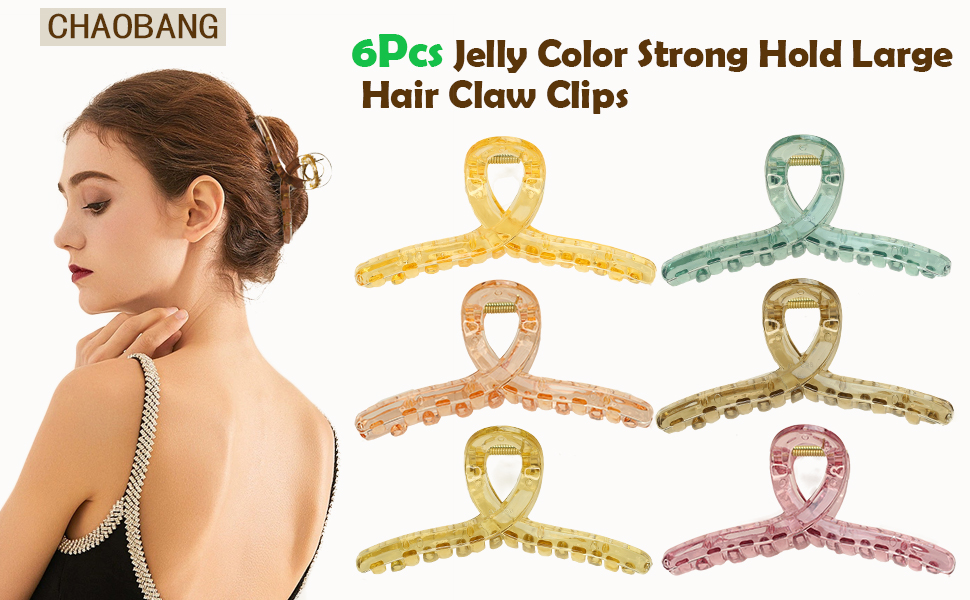6pcs jelly color hair claw clips
