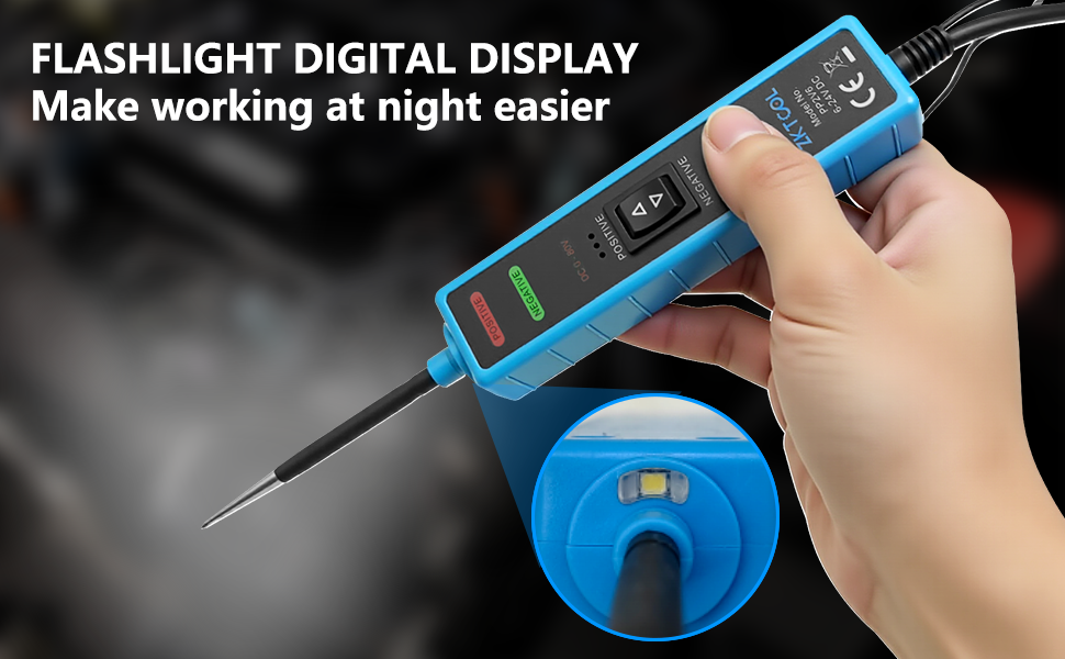 ZKTOOL 6-24V Digital LED Display Power Circuit Probe Tester Kit,Automotive Electrical System Tester