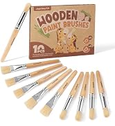 JUPITEARTH Natural Wood Handle Paint Brushes for Kids, 10-Pack | Jumbo Size, Easy-Grip Round and ...