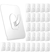 Ninth Five 30 Pack Adhesive Hooks for Hanging, 22lb Heavy Duty Wall Hooks, Clear Plastic Sticky U...