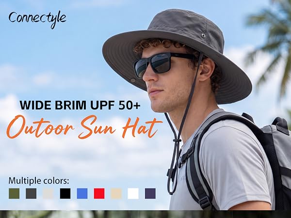Connectyle sun hat for men mens bucket hat for women wide brim sun hat safari fishing hat for men