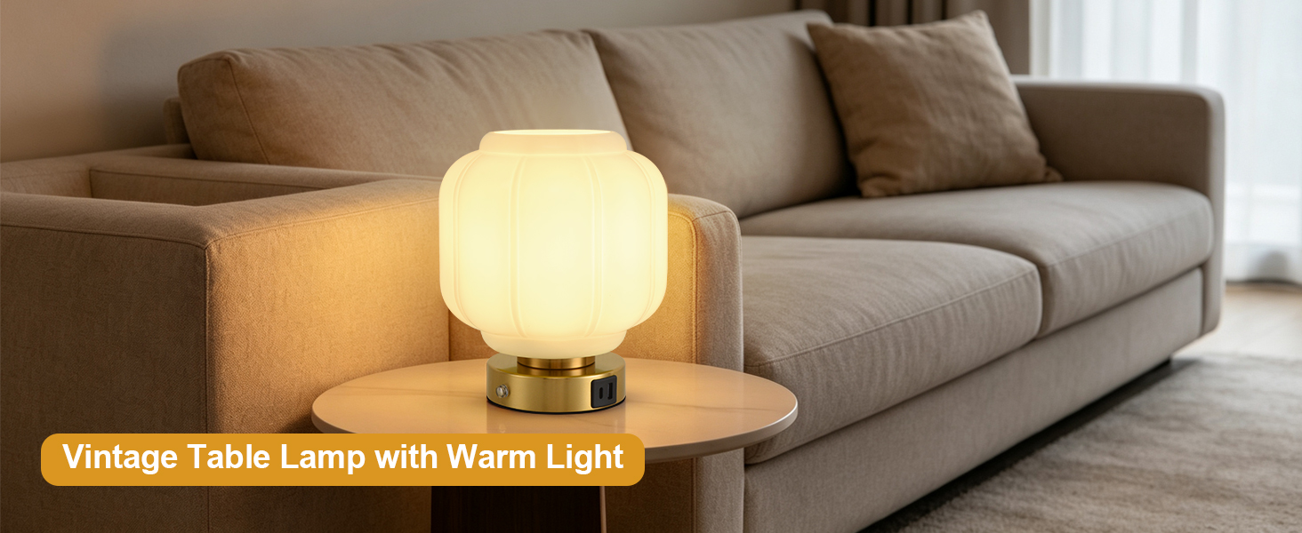 Rechargeable Table Lamp Cordless Milk Glass Bedside Lamp Small white and gold