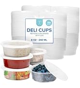 Healthy Packers Plastic Deli Containers with Lids (8oz 100 Sets) - Clear Plastic Containers with ...