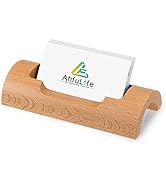 AhfuLife Single Pocket Landscape Business Card Holder, Wood Personalized Business Card Organizer ...