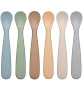 Eascrozn Baby Spoons, 6 Pack First Stage Silicone Baby Feeding Spoons, Soft Tip Feeding Baby Uten...