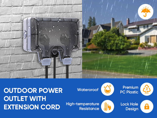 Outdoor Power Outlet with Extension Cord