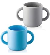 2 Pack Silicone Training Cup for Infants, Drinking Toddler Cup for Baby and Toddler - Boy Learner...