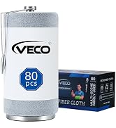 Veco Microfiber Cleaning Cloth Roll with Stainless Steel Holder 80 PCS Gray | Tear Away Reusable ...