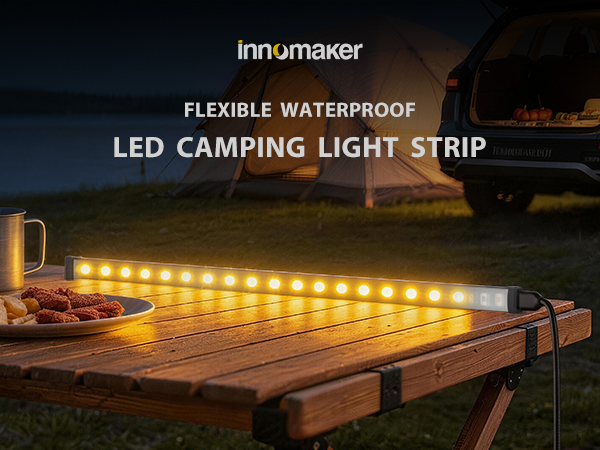 Flexible Waterproof LED Camping Light Strip with SOS Mode, RGB Ambient Lighting