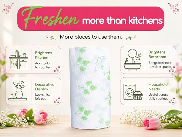 kitchen paper towel packaging highlighting FSC certification and 2-ply sheets
