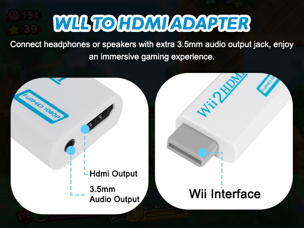 Wii to HDMI Adapter with 5FT HDMI Cable