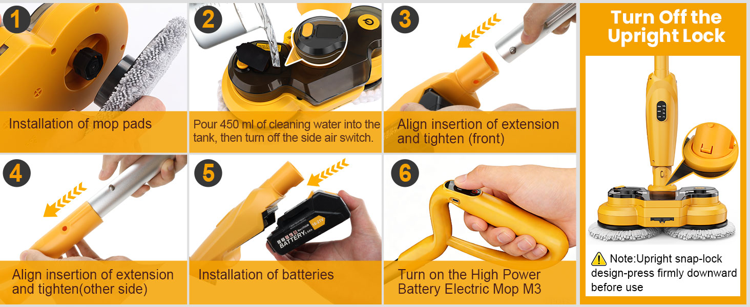 Steps for installing the qimedo Electric Mop M3