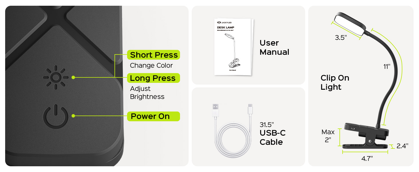 Rechargeable Clip on Light for Bed