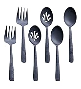 FULLYWARE Matte Black Serving Utensil Set, 9.5-inch Stainless Steel Large Serving Spoon and Servi...