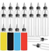 20 Pack Clear Dispensing Bottles, 8oz Round Plastic Squeeze Bottle with Twist Top Caps for Oils/L...