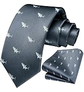 HISDERN Ties for Men Classic Animal Tie and Pocket Square Set Jacquard Woven Silk Neckties Handke...