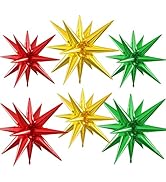 Red Green Gold Star Balloons, 22/27 Inch Red and Green Gold Star Shaped Balloons, Aluminum Foil B...