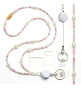 Disstong Beaded Breakaway Lanyard for ID Badges - Retractable Teacher Lanyard, Cute Women Keychai...