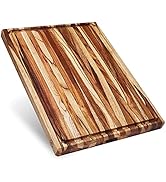 Sonder Los Angeles, XL Thick Teak Wood Cutting Board for Kitchen with Juice Groove, Sorting Compa...
