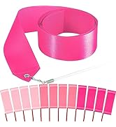 HiUnicorn 12PCS Pink Gymnastics Dance Ribbons Set for Kids Party Favors Decorations Team Cheering...