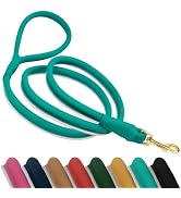 OOPSDOGGY Reflective Rolled Leather Dog Leash 6ft - Soft Leather Dog Lead for Small Medium Large ...