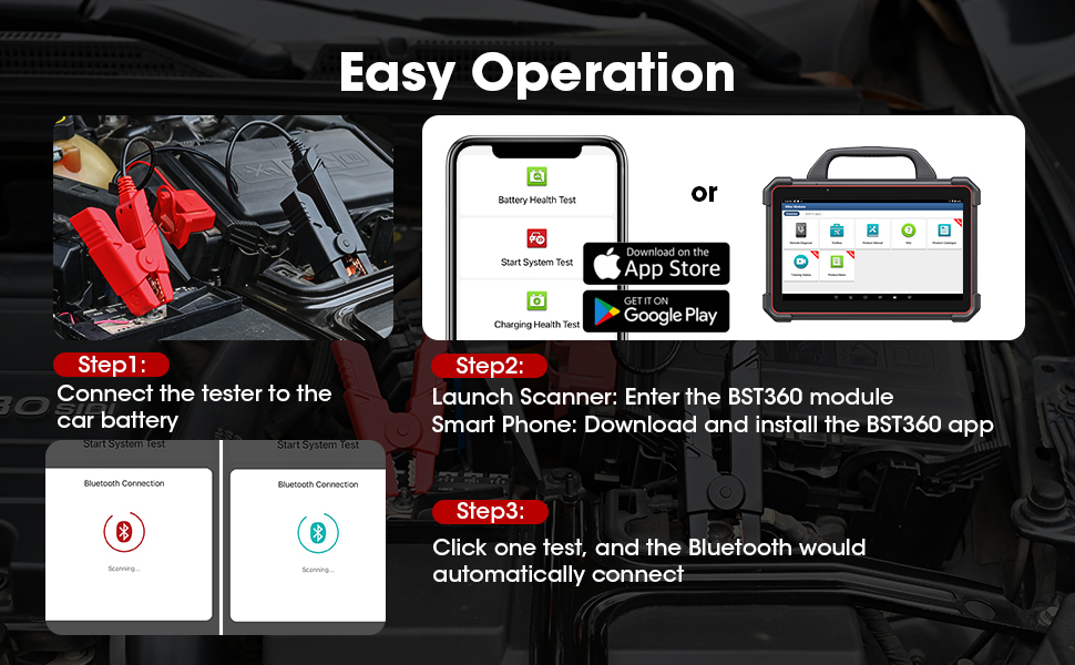 launch bst360 car battery load tester 6v 12v automotive battery alternator tester for all batteries