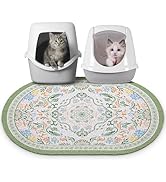 Bienbee Cat Litter Mat, 33" x 22" Large Size Litter Box Mat Rug with Non-Slip Bottom, Easy to Cle...