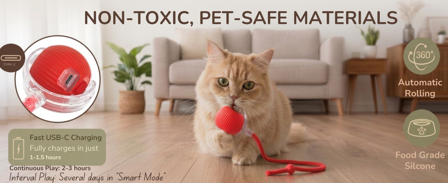 Interactive cat toys for indoor cats, automatic cat toy rolling smart chase pet toy ball fun.