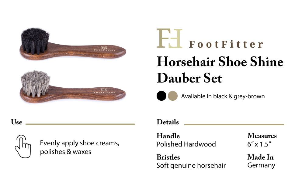 horsehair shoe shine dauber set for applying shoe creams polishes waxes