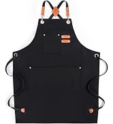 Cardkiss Chef Aprons for Men Women with Large Pockets, Cotton Canvas Water Repellent Kitchen Apro...