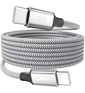 15 Ft USB C Cable, 60W Fast Charging Type C Charger Cord Long, Silver | USBC to USB-C Cord for iP...