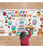 OHOME Birthday Giant Coloring Tablecloth - Birthday Decorations - Arts and Crafts for Kids Ages 8...