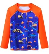 WAWSAM Boys Rash Guard Swim Shirts Long Sleeve UPF 50+ Swimwear Quick Dry Toddler Rash Guard for ...