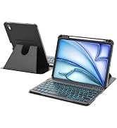 RAYMCRAFT for iPad Air 11 inch Case with Keyboard M3/M2 (2025/2024), 360° Rotatable Case & Detach...