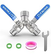 304 Stainless Steel Garden Hose Splitter 2 Way Heavy Duty, Full Flow Hose Y Splitter with Long Ha...
