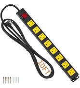 8 Outlet Metal Heavy Duty Long Power Strip, 2100J Surge Protector with 10 FT Extension Cord, Wide...