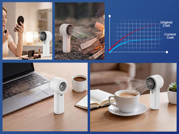 From makeup to fire-starting, office work to afternoon tea – one fan, endless uses.