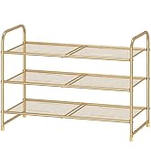 Simple Trending 3-Tier Stackable Shoe Rack, Expandable & Adjustable Shoe Shelf Storage Organizer,...