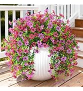 ZFProcess Artificial Hanging Flowers for Outdoors, 2 Pcs Fake Hanging Plant Spring Summer Decorat...