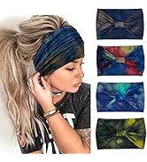 YONUF Wide Headbands For Women Knotted Headband African Womens Head Wraps Stretchy Hair Accessori...