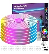 NBBUFF 100FT Led Neon Rope Lights Music Sync, RGB Led Strip Lights Outdoor, Neon Led Light Strip ...