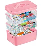 Gifhomfix 3-Layer Plastic Craft Organizers and Storage Box with Removable Trays, Storage Containe...